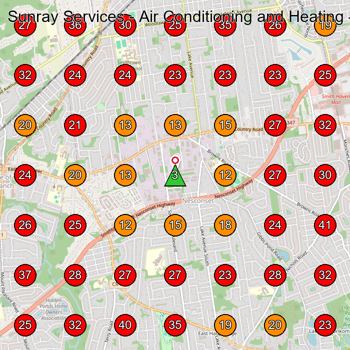 Sunray Services - Air Conditioning and Heating GeoGrid visibility map for Air Conditioning Contractor in NY 11767